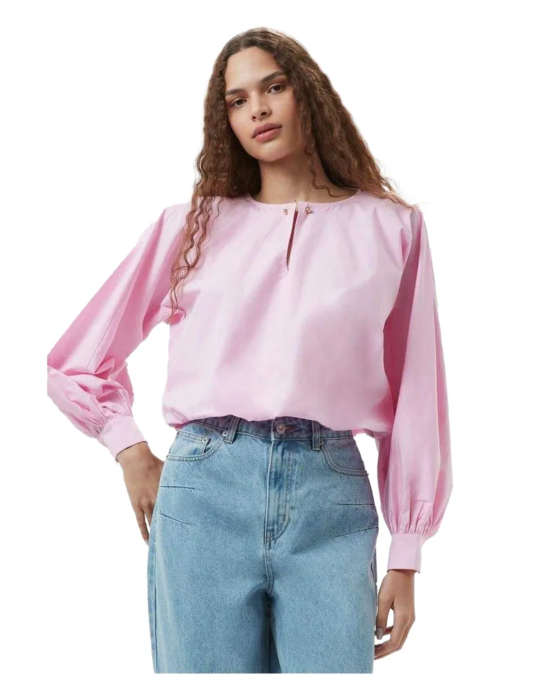 French Connection Cambria" Bluse für Damen, Tropfenausschnitt, Ballonärmel (Bubblegum Rosa Rosa