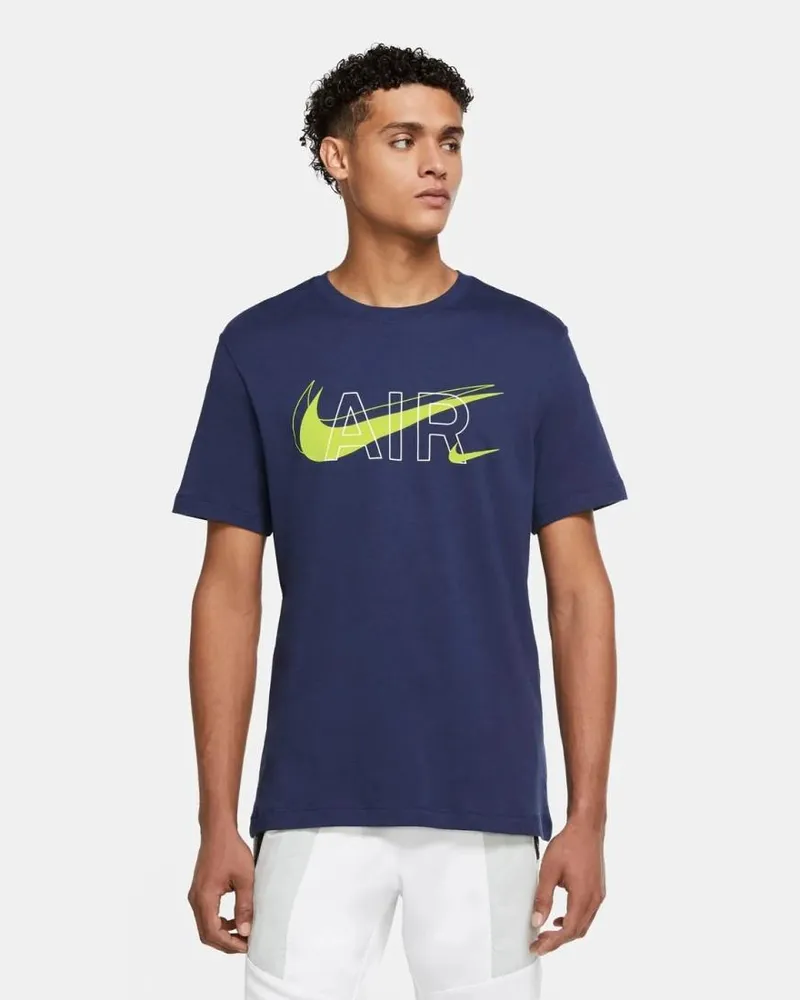 Nike Air Print Herren-Sportswear-T-Shirt mit mehreren Swooshs in Marineblau Marineblau