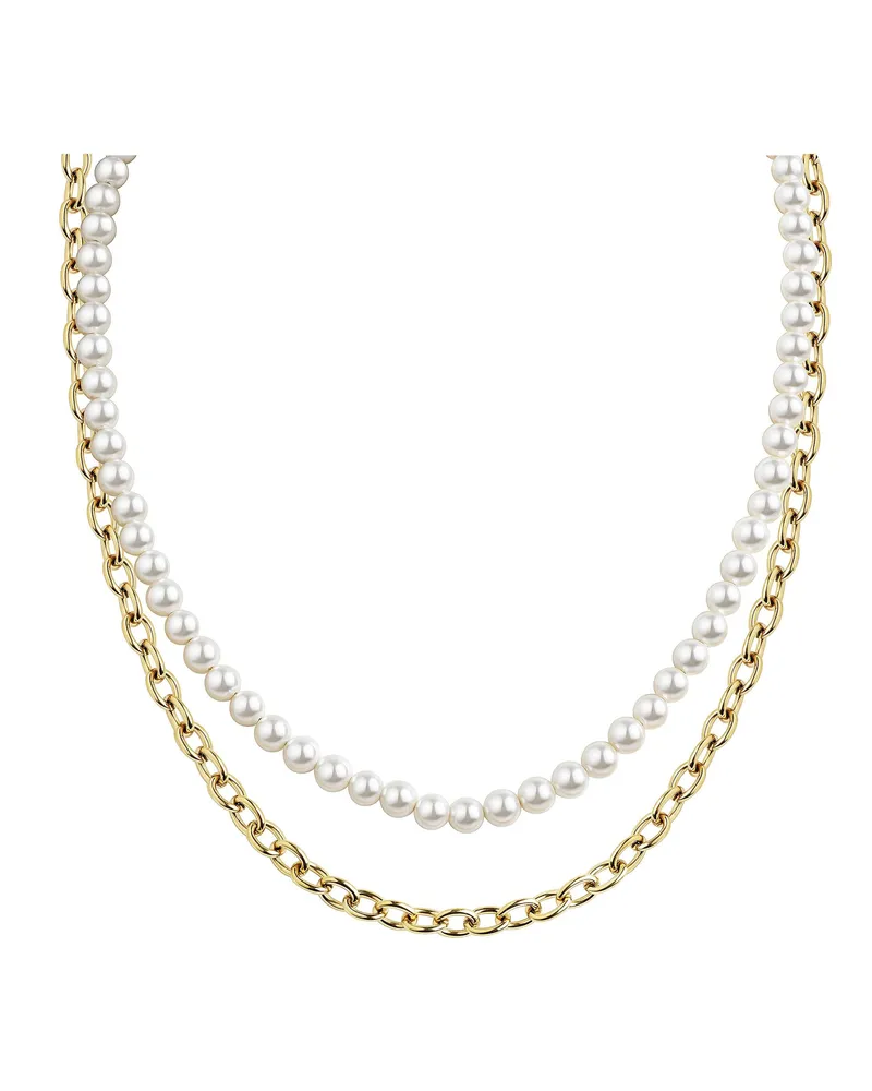 ZEEme Stainless Steel Collier Edelstahl/PVD gelb Perlen Gold