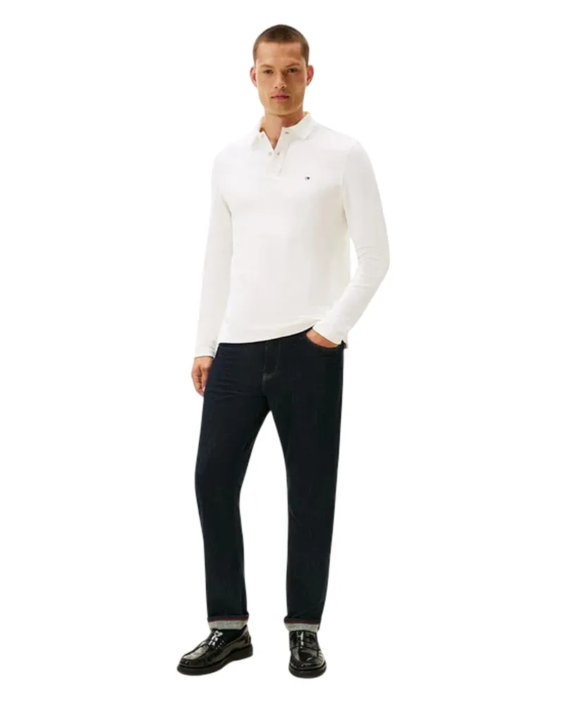 Tommy Hilfiger Poloshirt für Herren, Fischgrätmuster, Regulär (Ecru Ecru