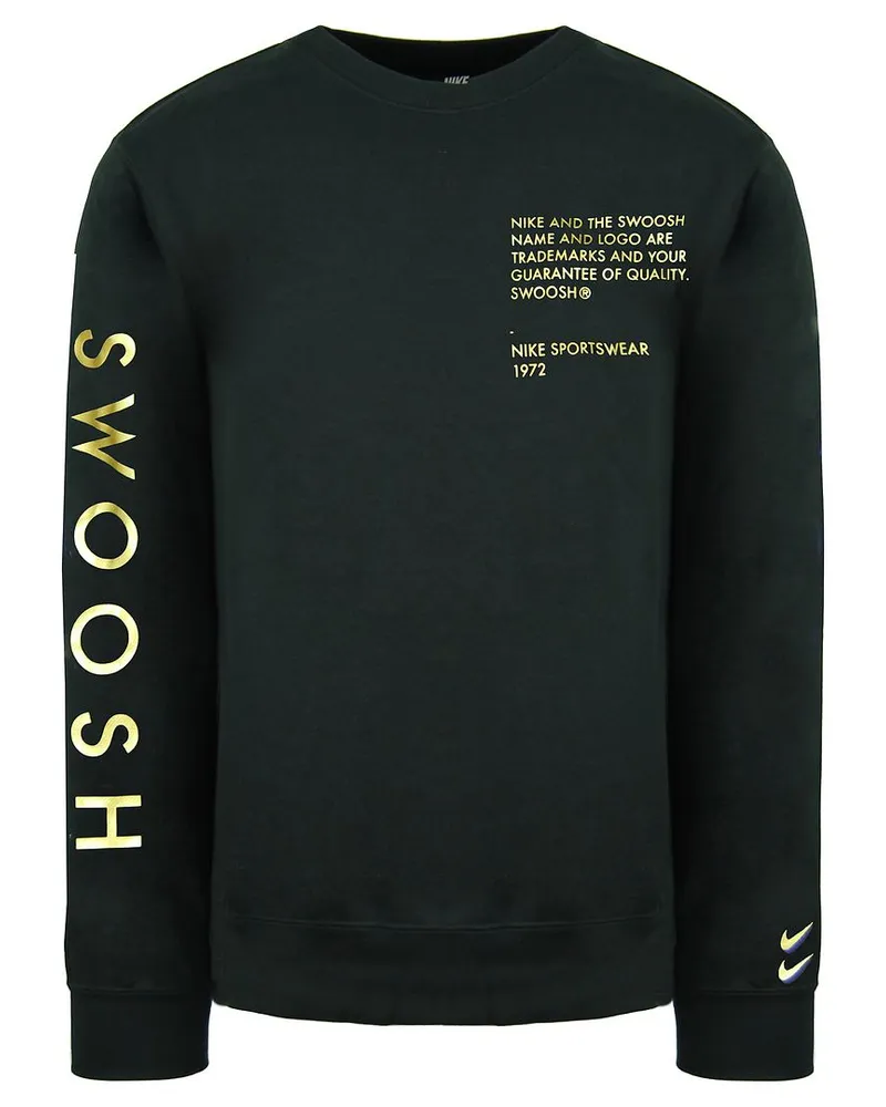 Nike Swoosh Long Sleeve Black Pullover Crew Hals Herren Pullover DC2577 010 Schwarz