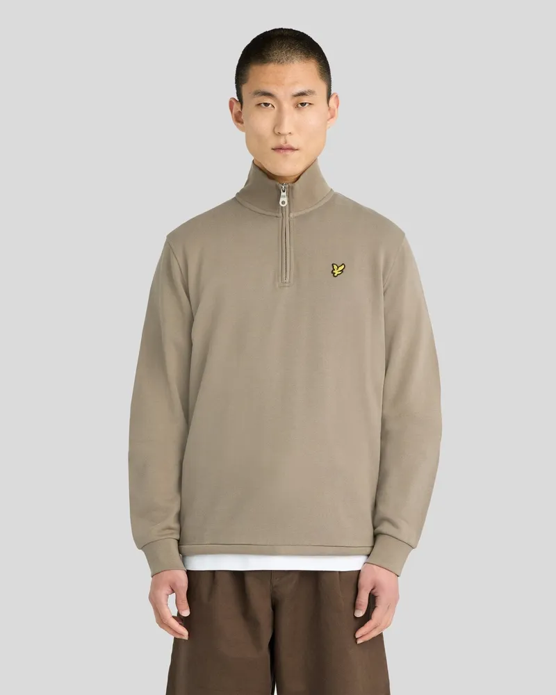 Lyle & Scott Loopback-Sweatshirt mit 1/4-Reißverschluss Khaki