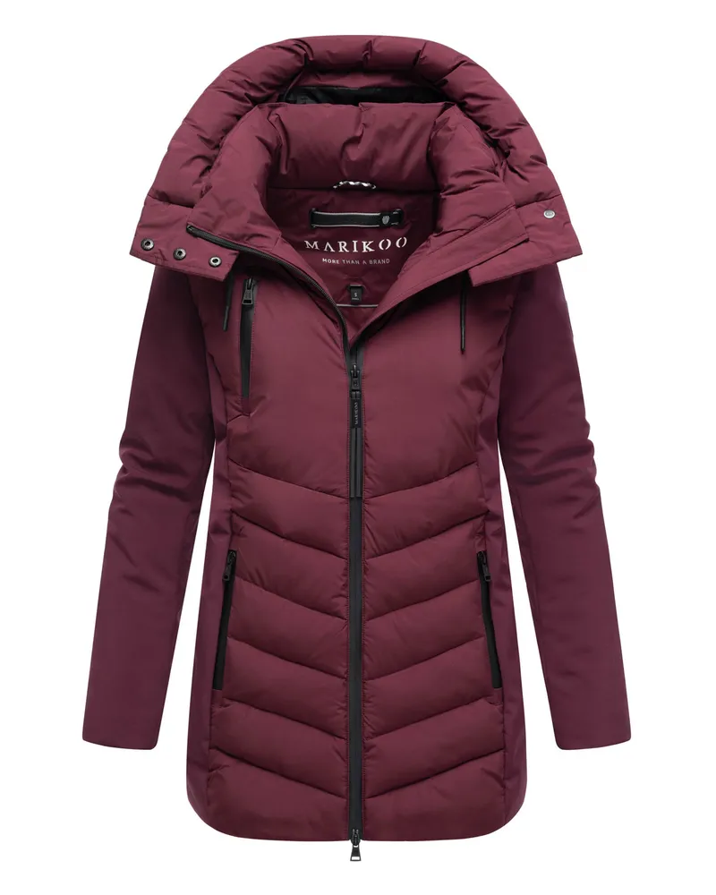 Marikoo Damen Winterjacke Tivaa XVI mit Softshell & abnehmbarer Kapuze Rot