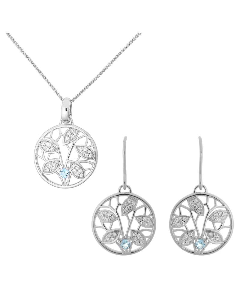 Orphelia Oceane' Damen 925 Sterling Silber Set: Kettenanhänger + Ohrringe - Silber SET-7090 Silber