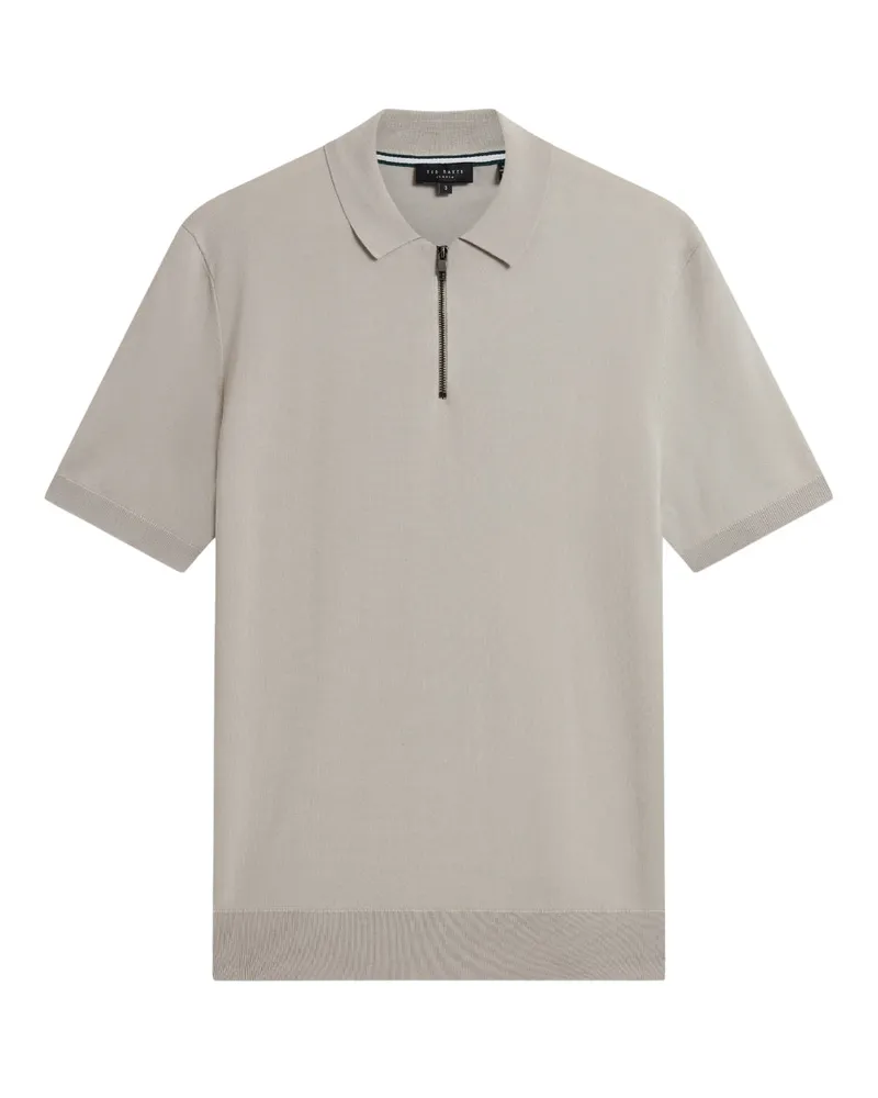 Ted Baker Daldin Rayon Zip Polohemd, Mittelgrau Hellgrau