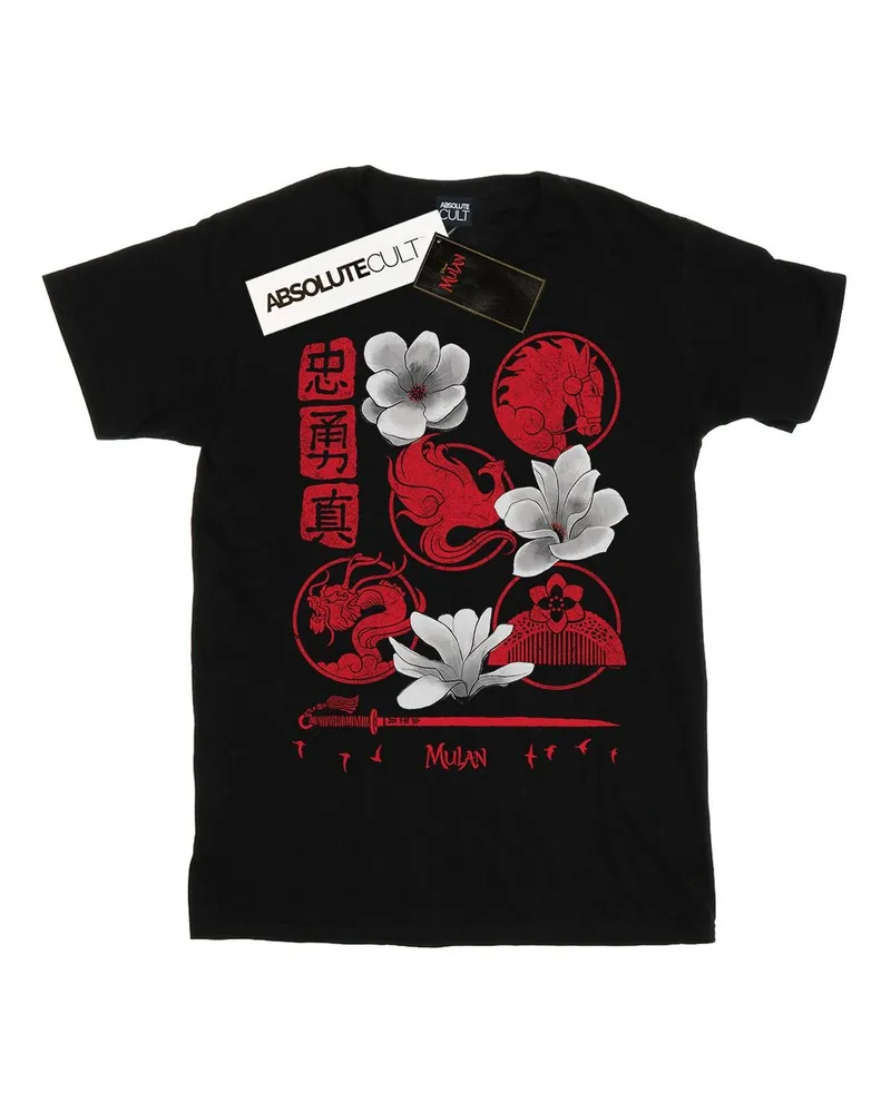 Disney Mulan Movie Icons" T-Shirt für Damen (Schwarz Schwarz