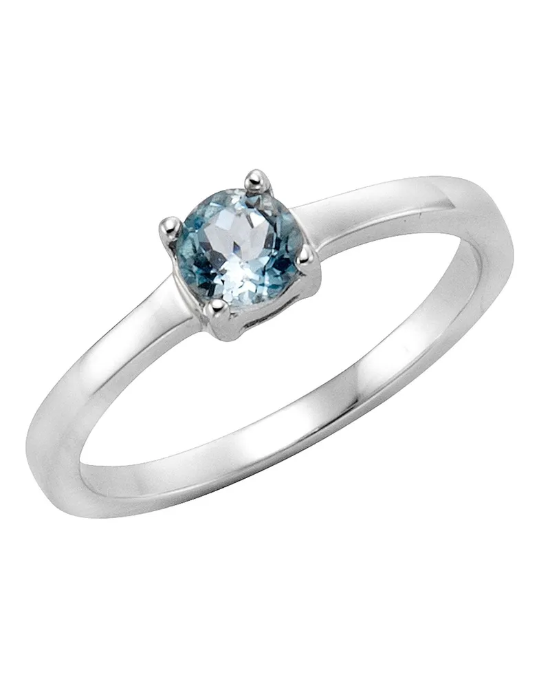 ZEEme Gemstones Ring aus 925er Sterlingsilber, rhodiniert, mit Blautopas 5 mm - Silber Silber