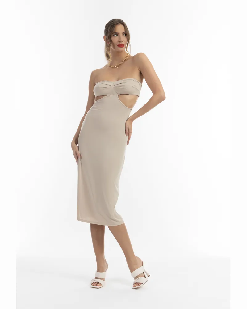 FAINA Robe midi avec découpes Creme