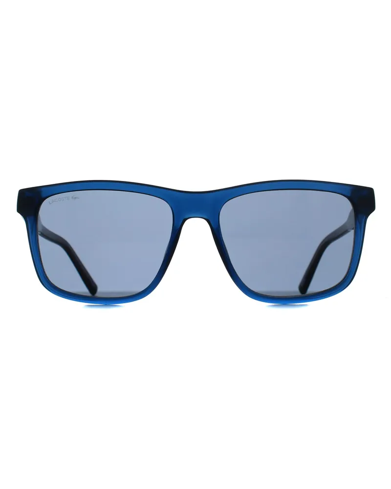 Lacoste L6025S Herren-Rechtecksonnenbrille, transparent-blau-grau - Blau Blau