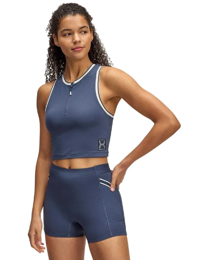 Under Armour Run 96" Ärmelloses Oberteil für Damen, mit kurzem Reißverschluss (Graystone Hellgrau
