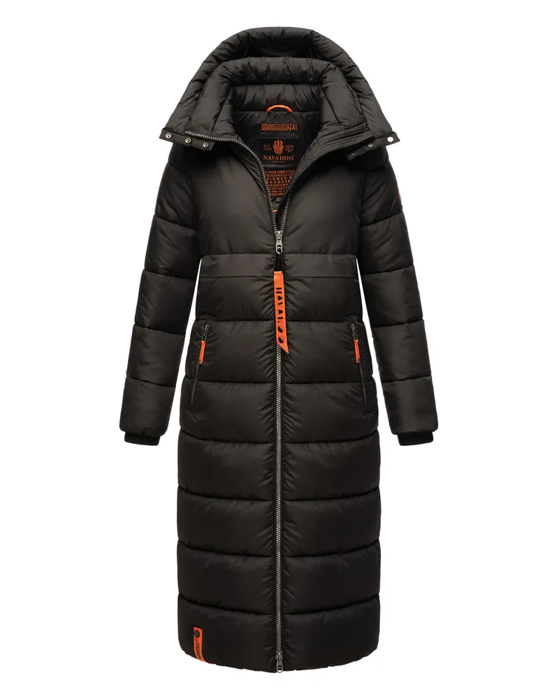 NAVAHOO Damen Winter Steppmantel Kristallblume – Stylisch & Warm Schwarz