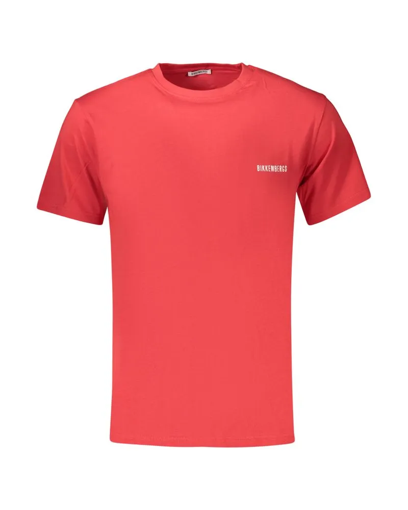 Bikkembergs Rosso Baumwoll-Herren-T-Shirt Rot