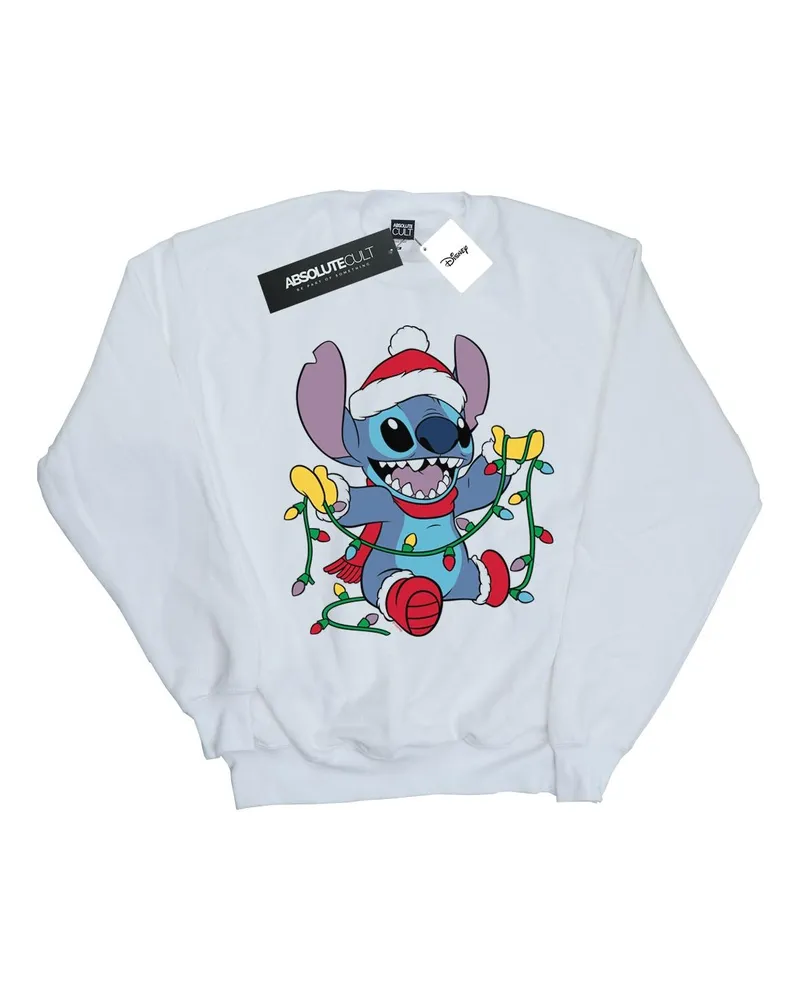 Disney Lilo And Stitch Christmas Lights" Sweatshirt für Damen (Weiß Weiß