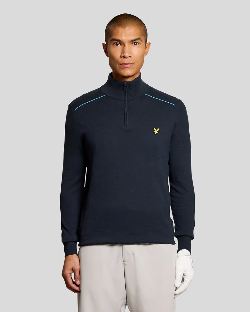 Lyle & Scott Baumwollspitzen 1/4-Zip Pullover Marineblau