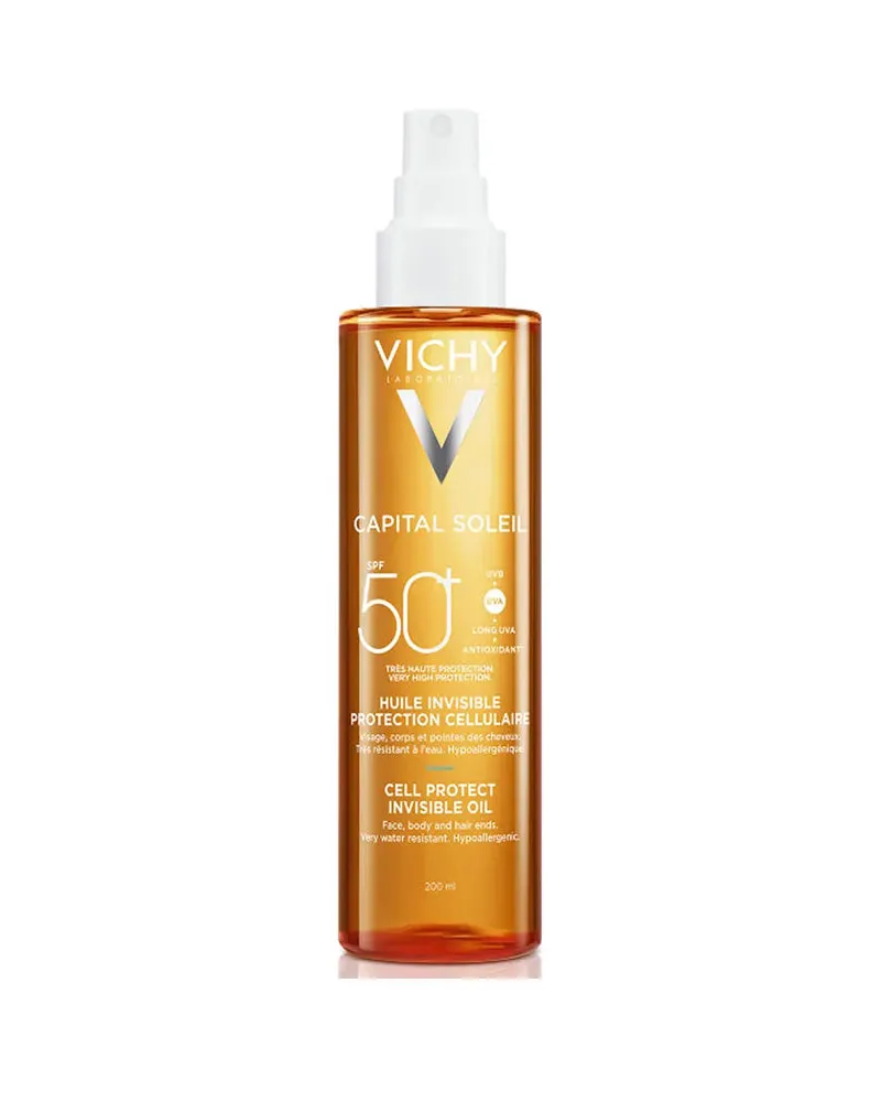 VICHY Capital Soleil Cell Protect Unsichtbares, Photoprotektives Sonnenöl Lsf 50+ 200 ml 