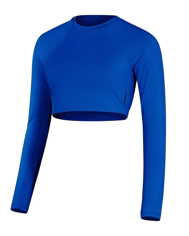 Speedo Kurzes Top für Damen, Jersey, Athletisch, Raglanärmel (Blau Blau
