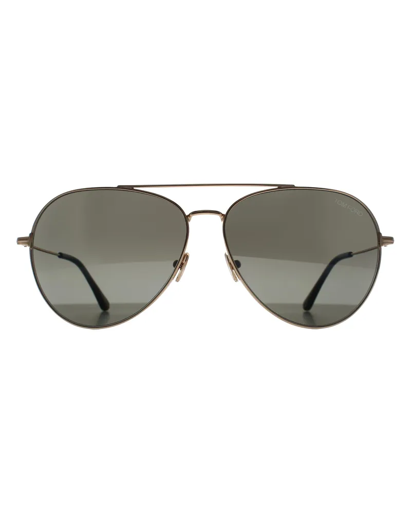 Tom Ford Aviator Unisex Glänzend Rose Gold Rauch Grau Dashel FT0996 Gold