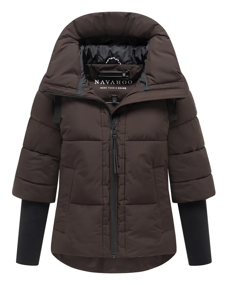 NAVAHOO Damen Winter Steppjacke Lotusherz XIV – warm, funktional & urban Braun