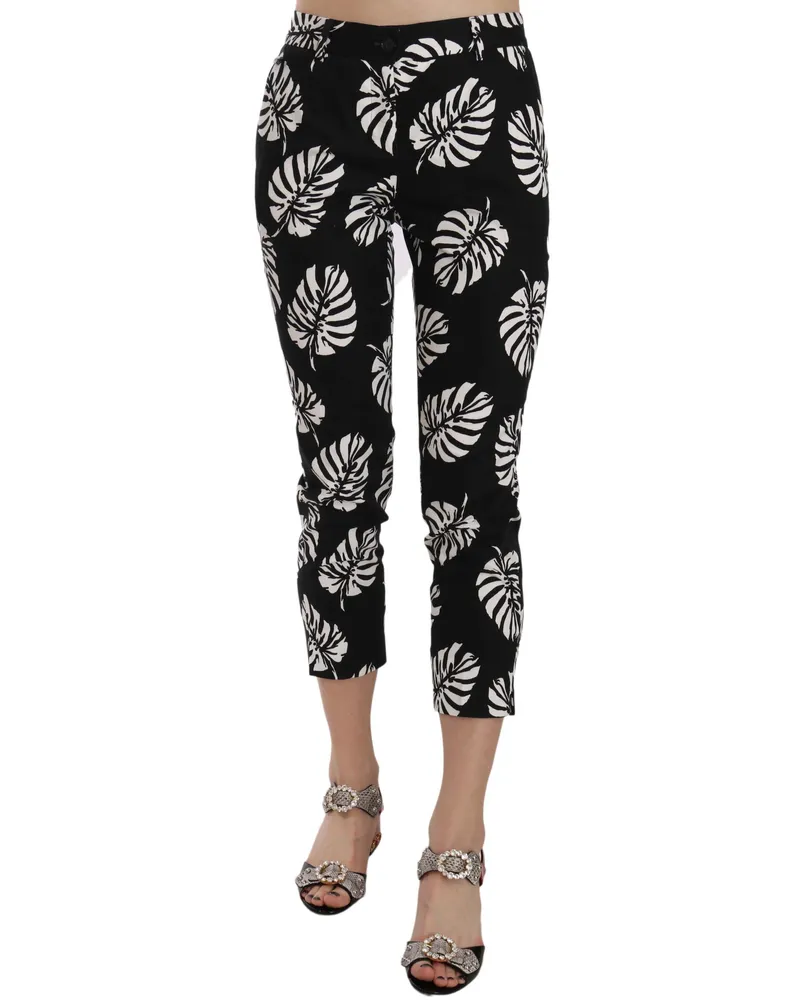 Dolce & Gabbana Dolce Gabbana Verkürzte Hose mit Blumenmuster Schwarz