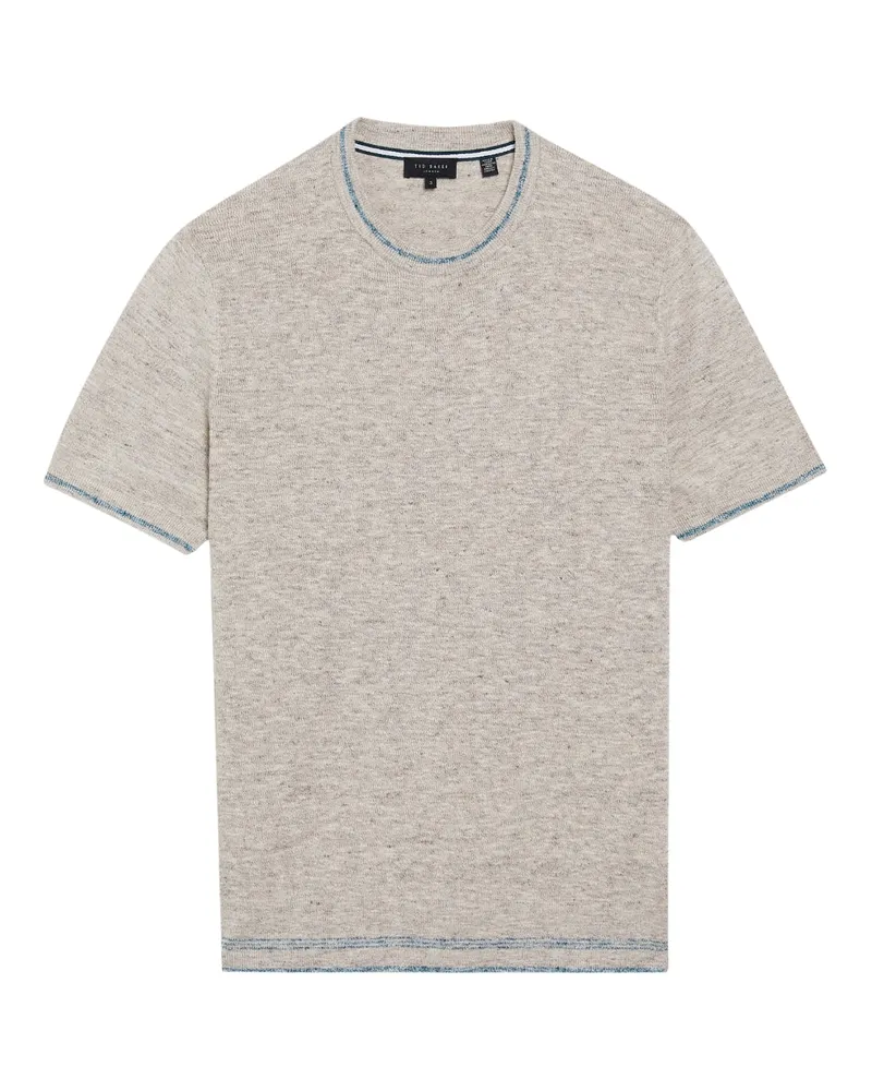 Ted Baker Eriks Regular Textured Front Natural T-shirt Hellgrau