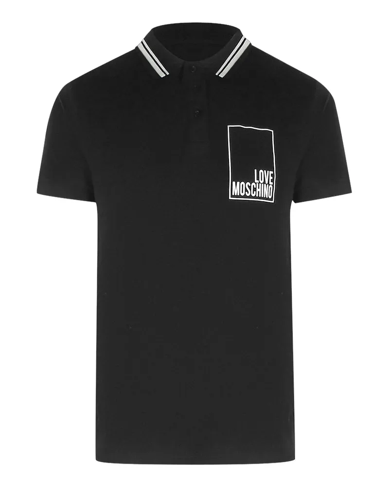 Moschino Box Logo Schwarzes Polohemd Schwarz