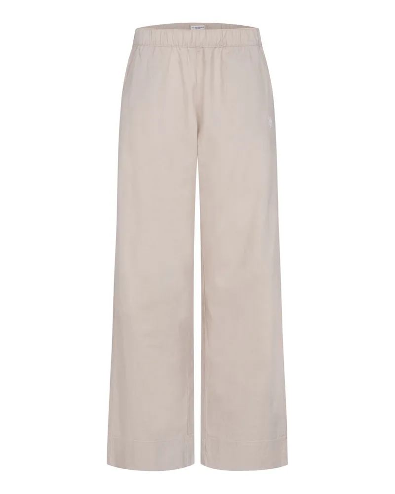 U.S. Polo Assn.  Damen Leinenmix Hose mit elastischem Bund Beige