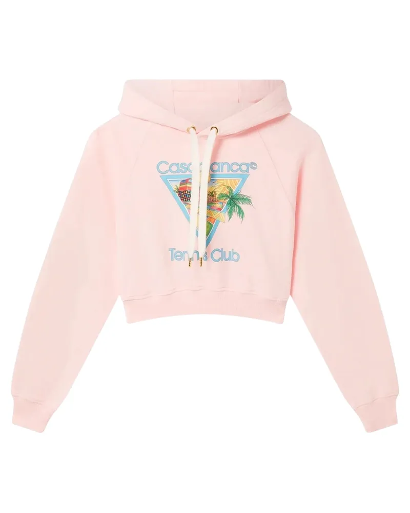 Casablanca Paris Bedruckter Cropped-Hoodie "Afro Cubism Tennis Club" - Rosa Rosa