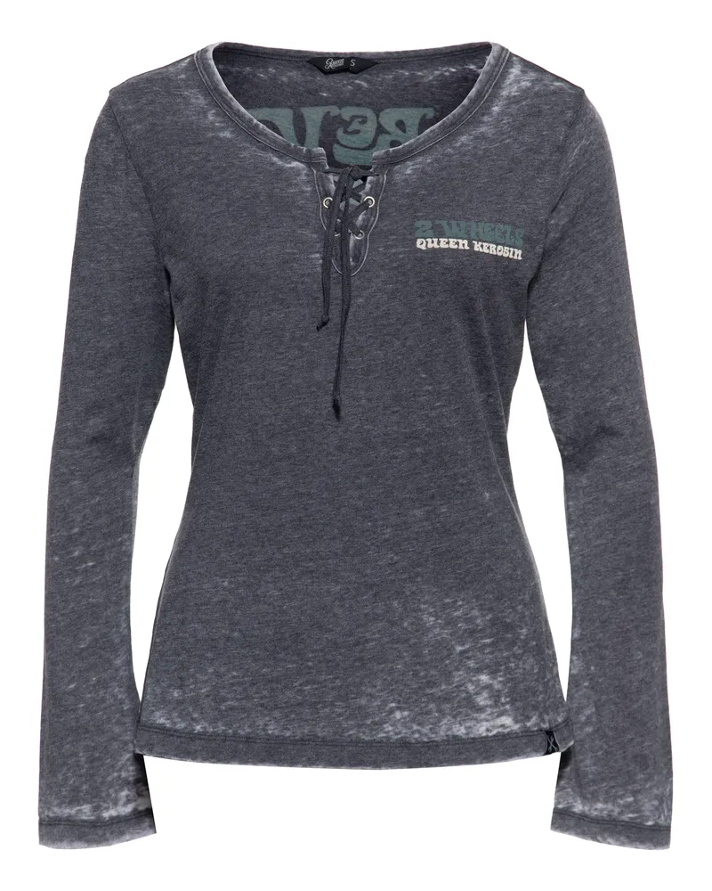 Queen Kerosin Damen Longsleeve Forever 2 Wheels Grau