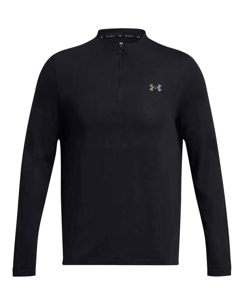 Under Armour Rush" Sportoberteil für Herren, Langärmlig (Schwarz Schwarz