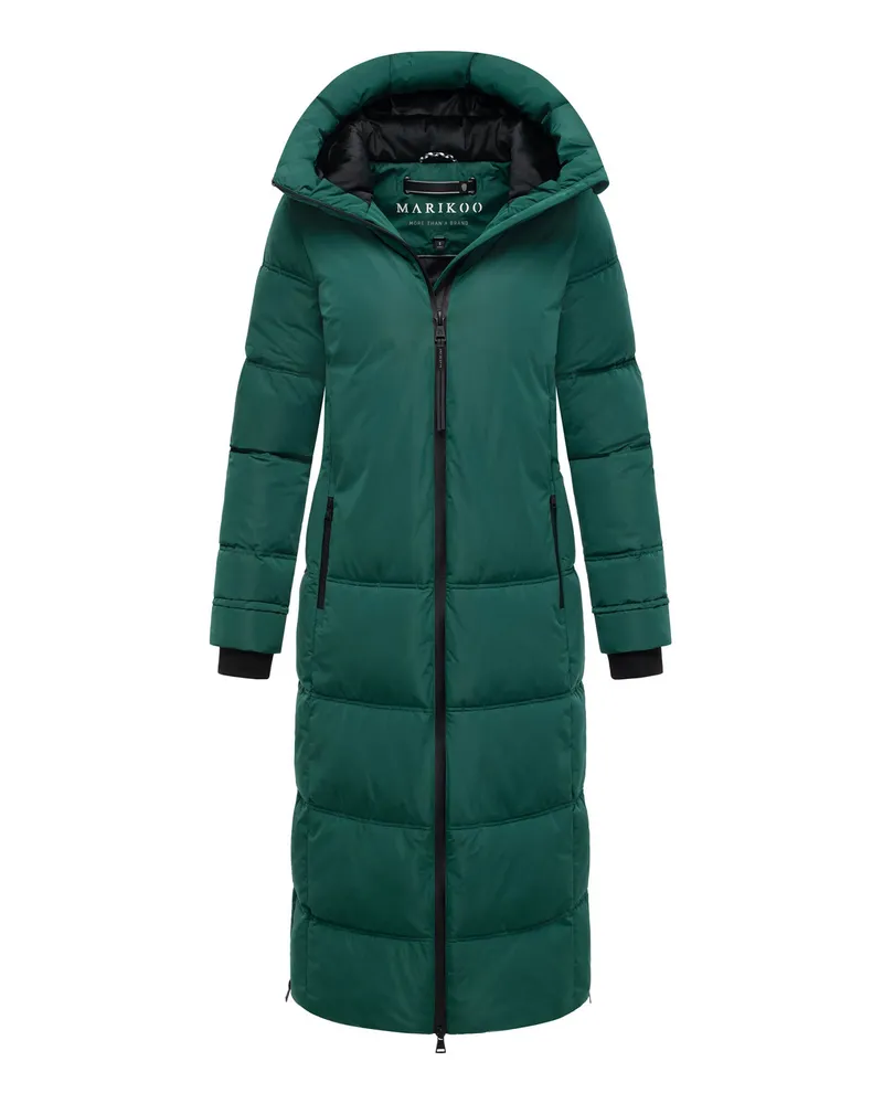 Marikoo Damen Winter Steppmantel Honiaa XVI mit Kapuze & Reißverschlusstaschen Grün