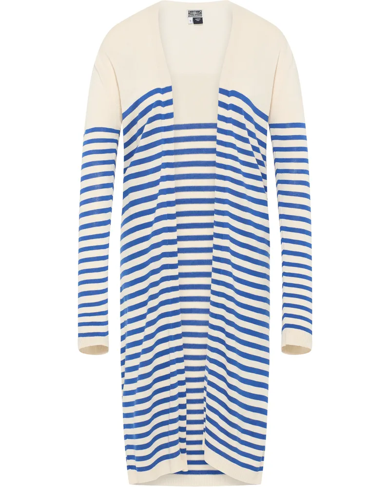 DreiMaster Cardigan Damen Wollweiss Blau Wollweiß