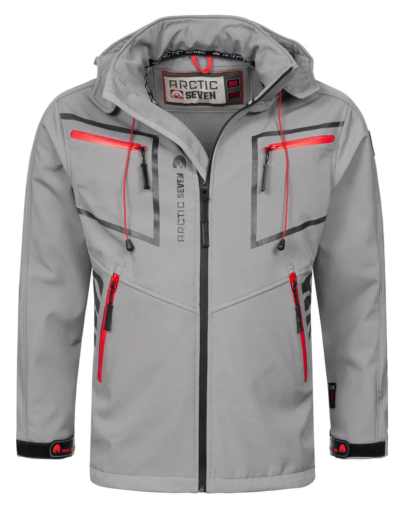 Arctic Seven Herren Softshell Jacke Hellgrau Grau