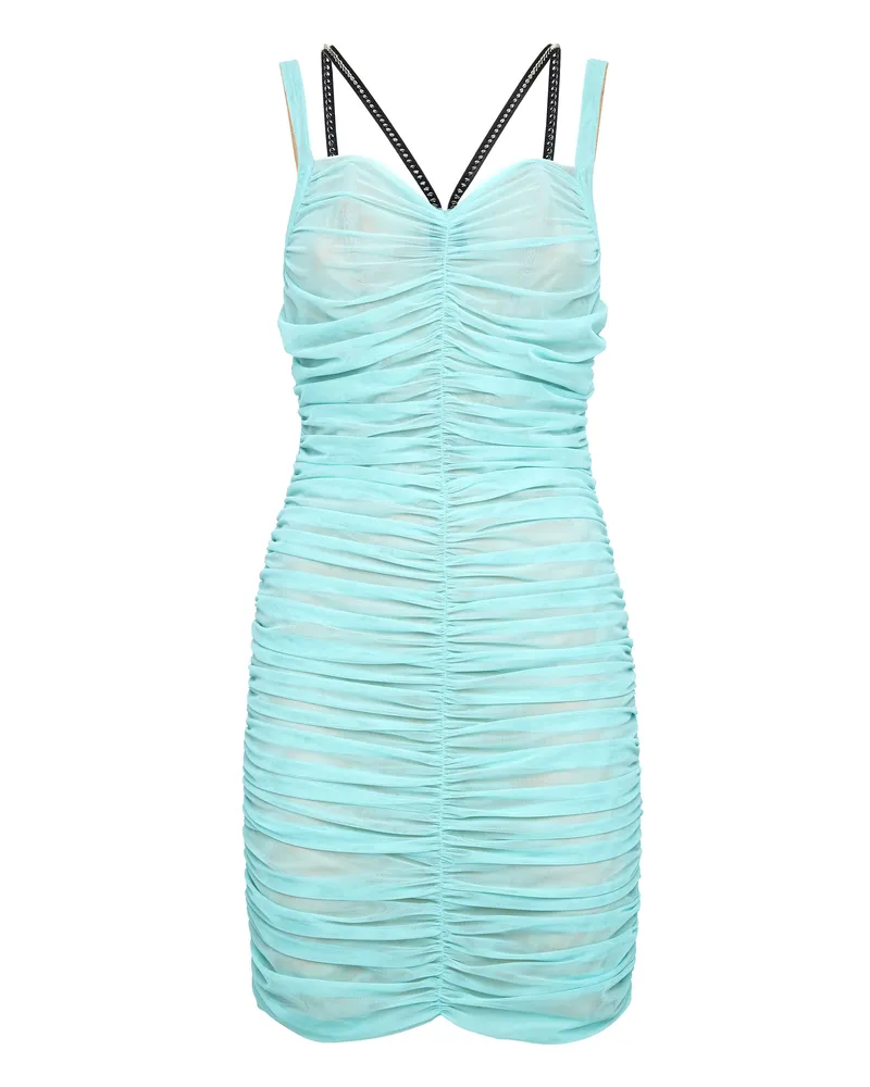 Philipp Plein Short Dress Studs Türkis