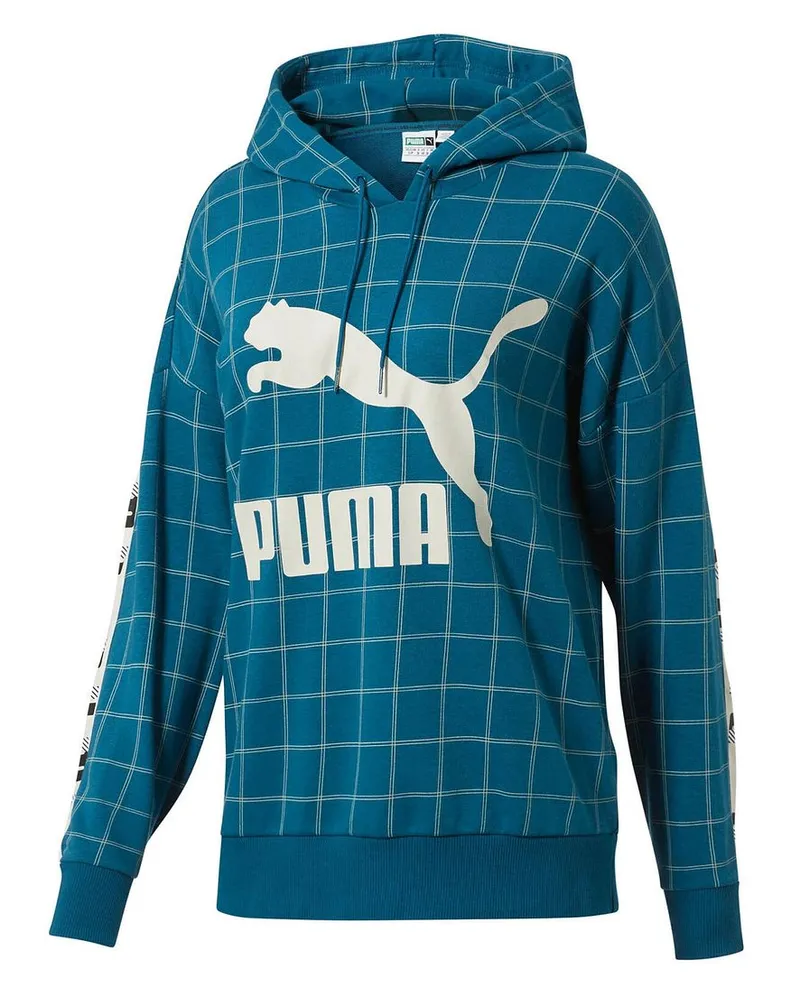 Puma Logo Damen Teal Hoodie Petrol