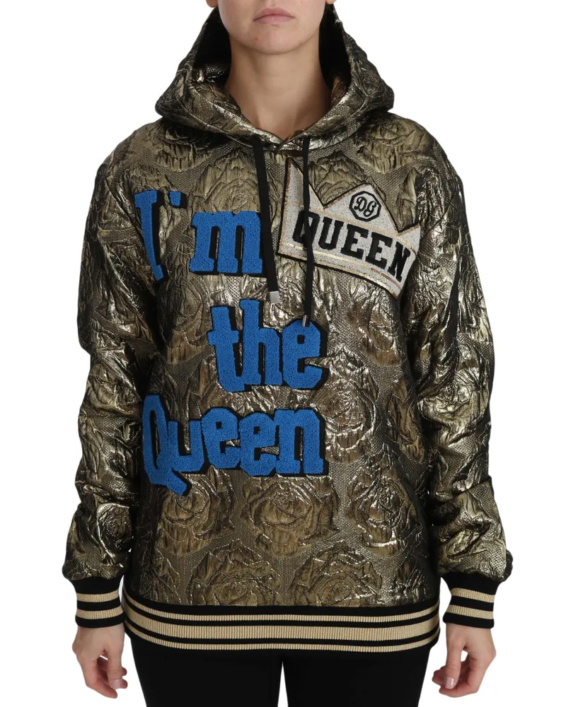 Dolce & Gabbana Women's Im The Queen Jaquard Gold Sweatshirt à capuche Mehrfarbig