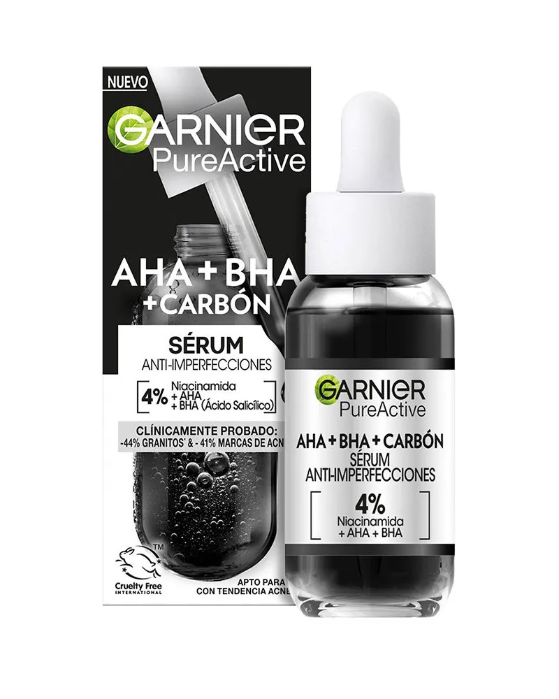 Garnier Pure Active Aha + Bha + Carbón Sérum Anti-imperfecciones 30 ml 