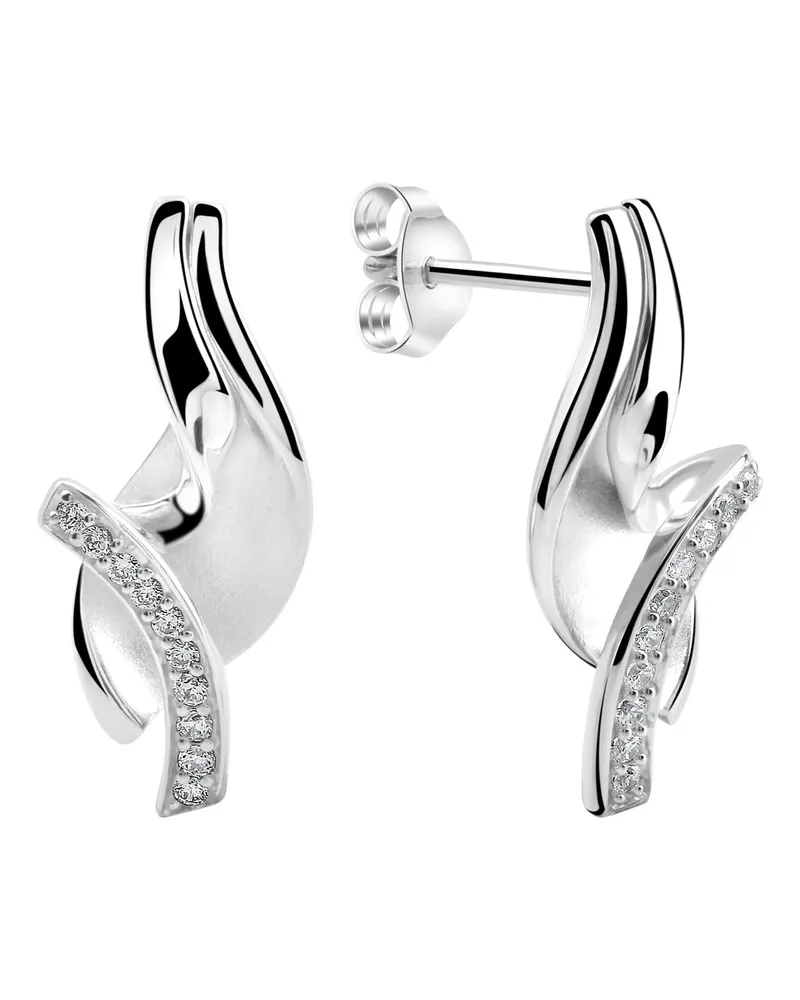 ZEEme Silber Ohrstecker 925/- Sterling Silber rhodiniert Zirkonia Silber