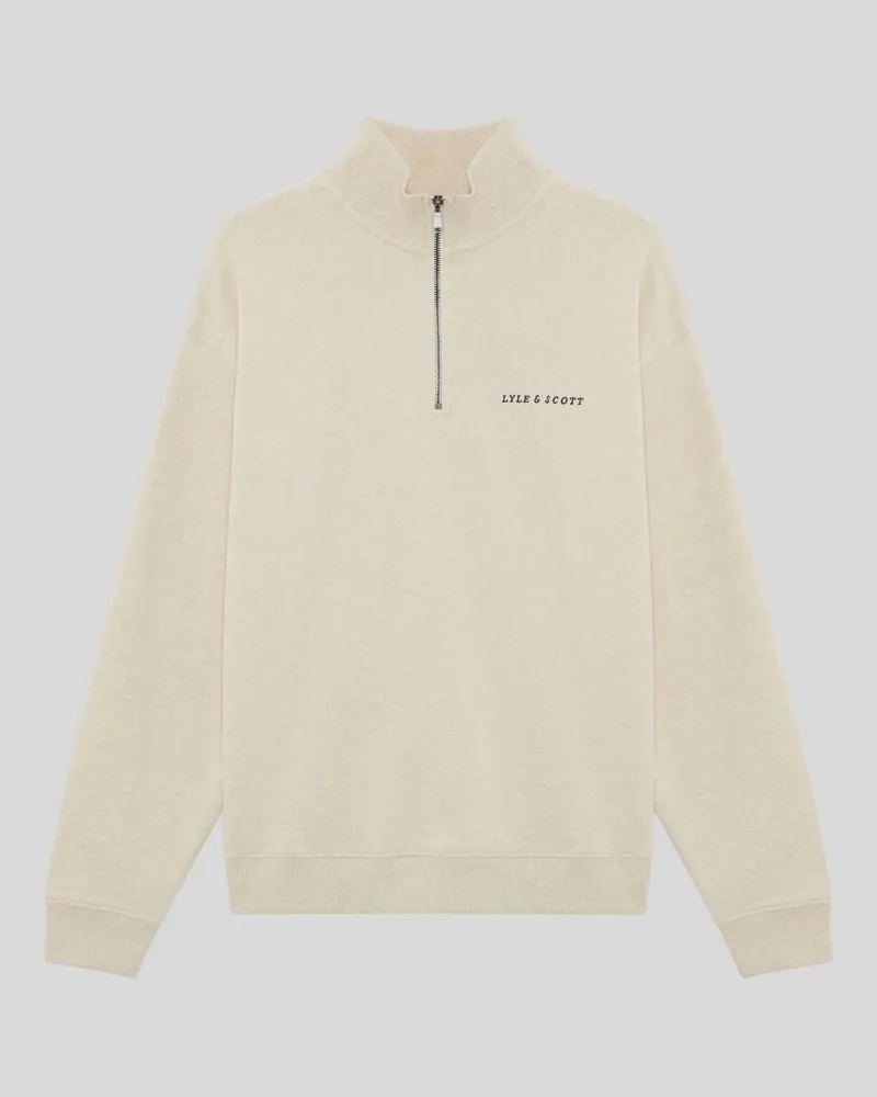 Lyle & Scott Schwergewichtiges Script 1/4 Zip Sweatshirt Beige
