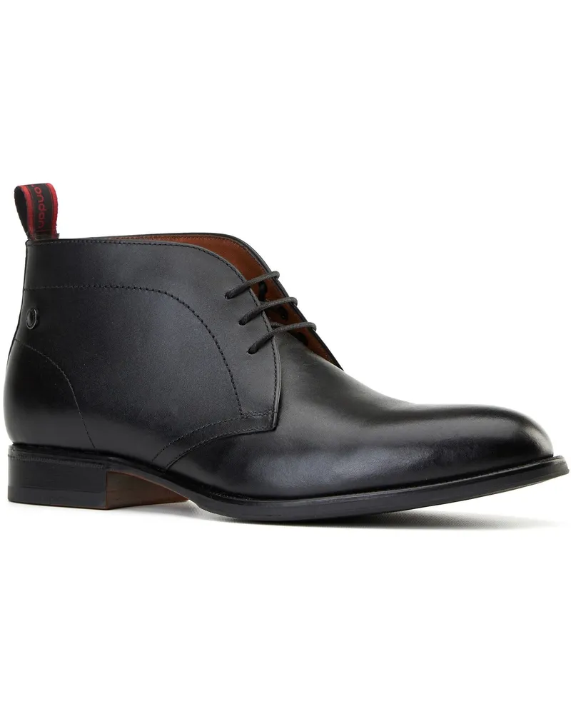 Base London Wallis Herren Schwarze Leder Knöchelstiefel Schwarz