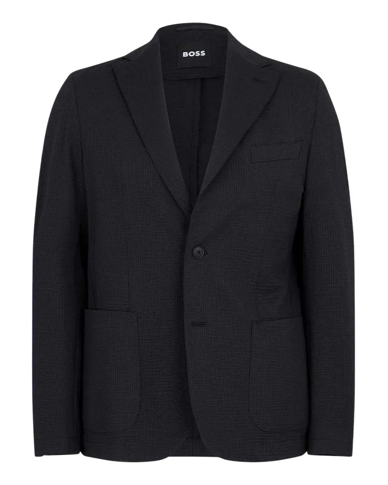 HUGO BOSS Blazer für Herren, Seersucker, Schmal (Schwarz Schwarz