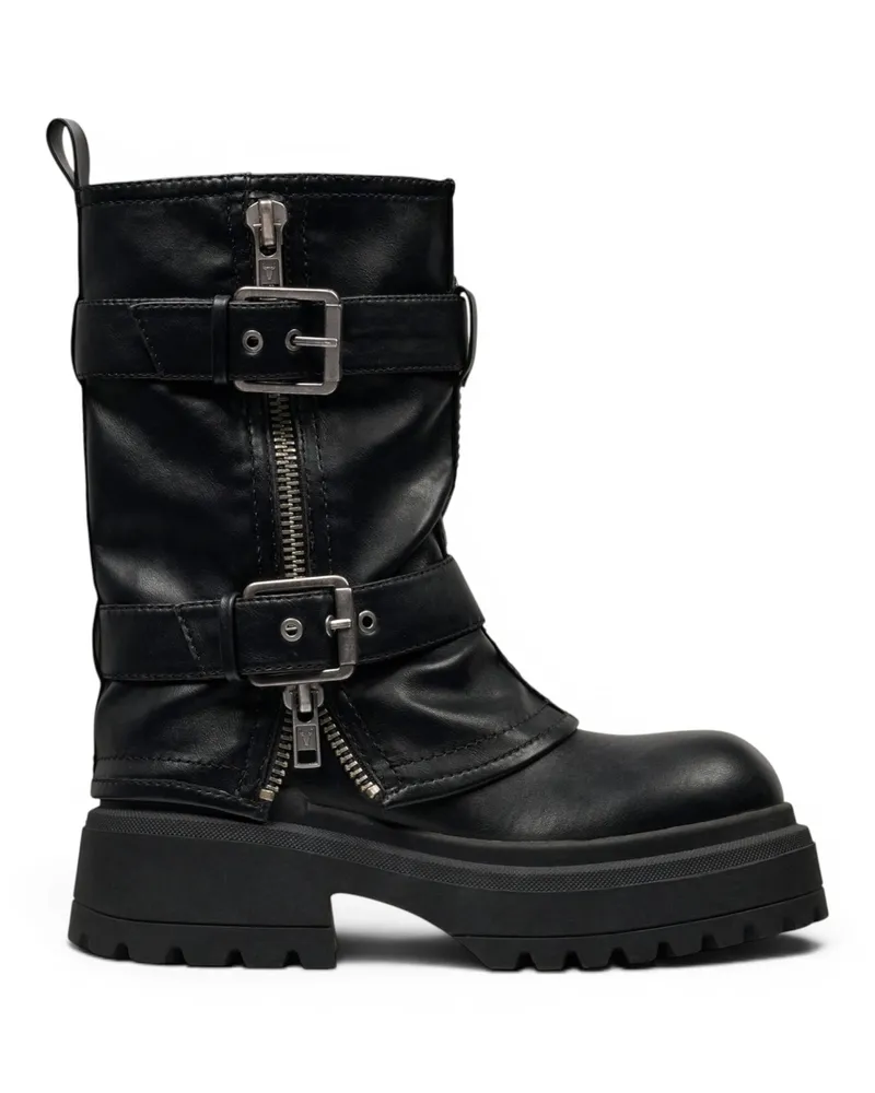 WINDSOR SMITH Windsorsmith Damen Schwarze, dicke Plateau-Stiefel mit hohem Pull-On – Vendetta Schwarz
