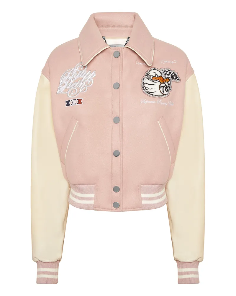 Philipp Plein Leder-Bomber Duck Nude