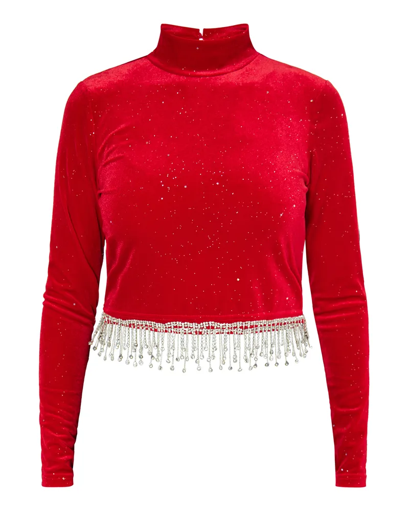FAINA Glitzershirt aus Stretchsamt Damen verrotten Rot
