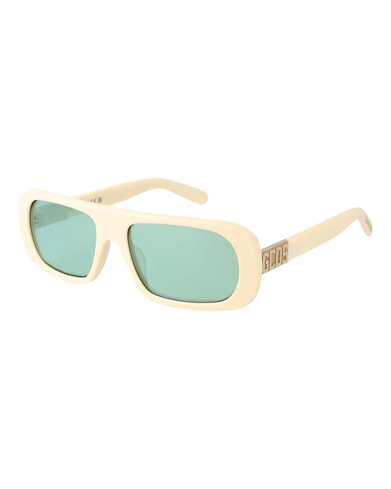 GCDS Beigefarbene Acetat-Sonnenbrille Creme