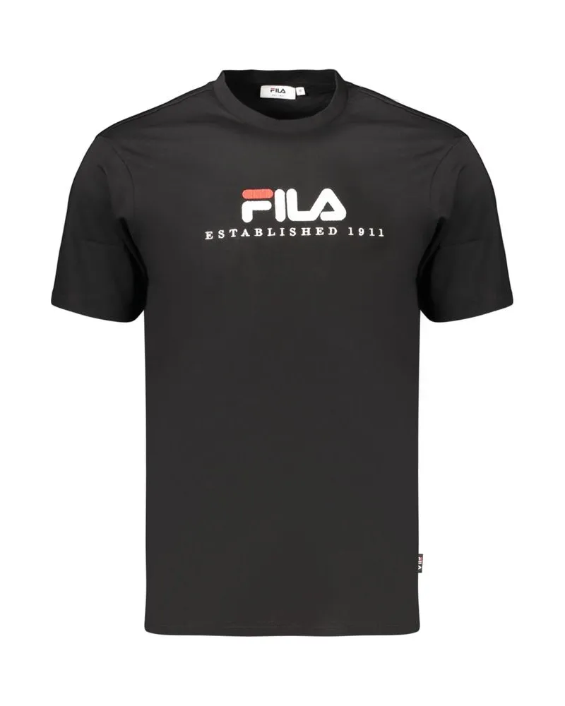 Fila Schwarzes Baumwoll-Herren-T-Shirt Schwarz