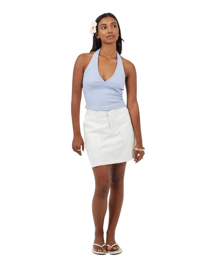 Brave Soul Kurzes Top für Damen, Neckholder, Ärmellos (Blau Blau