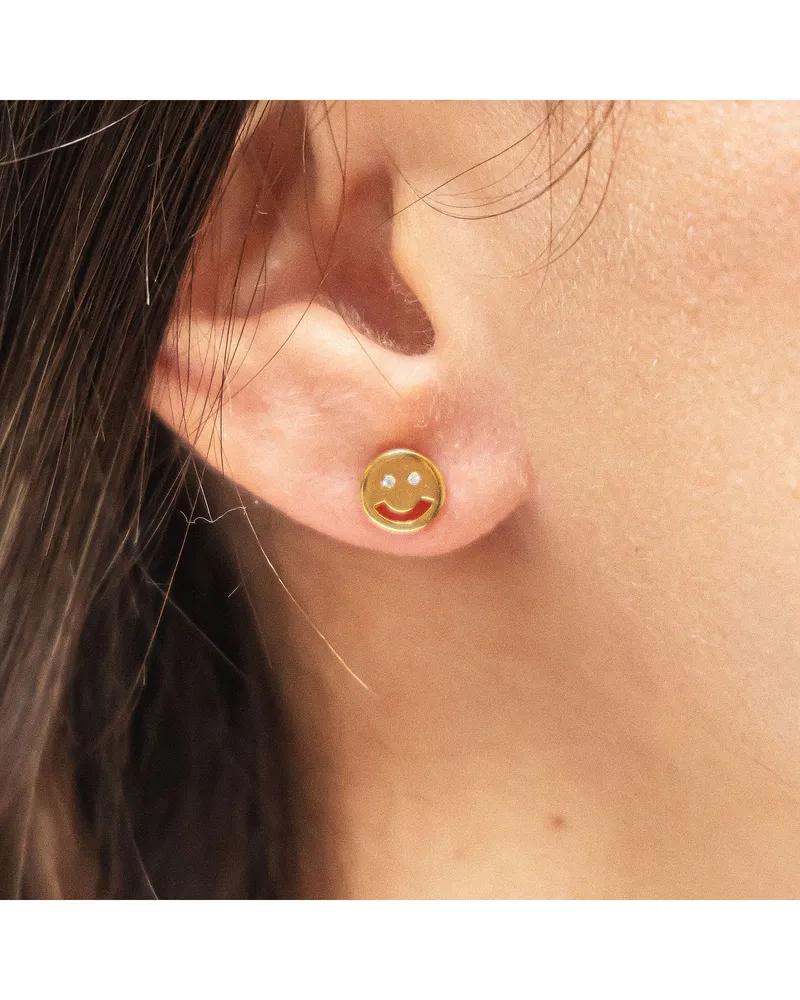 cai Ohrstecker 925/- Sterling Silber vergoldet Smile Gold