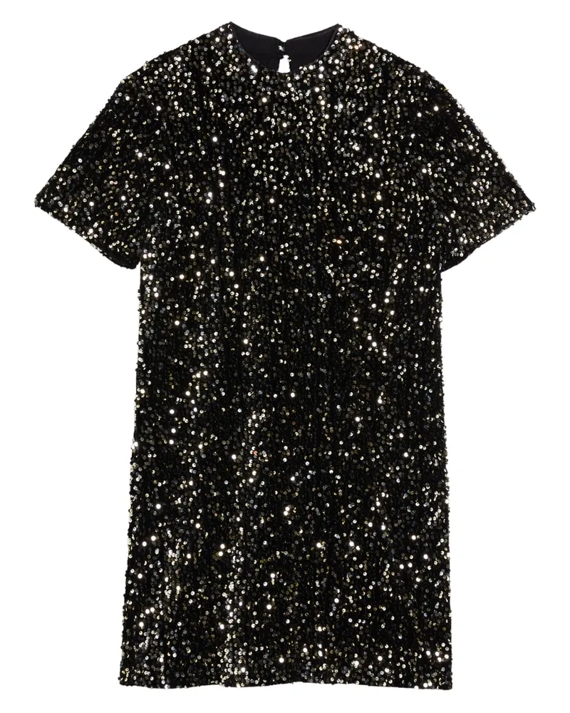 Ted Baker Audriyy Minikleid aus Samt mit Pailletten - Schwarz Schwarz