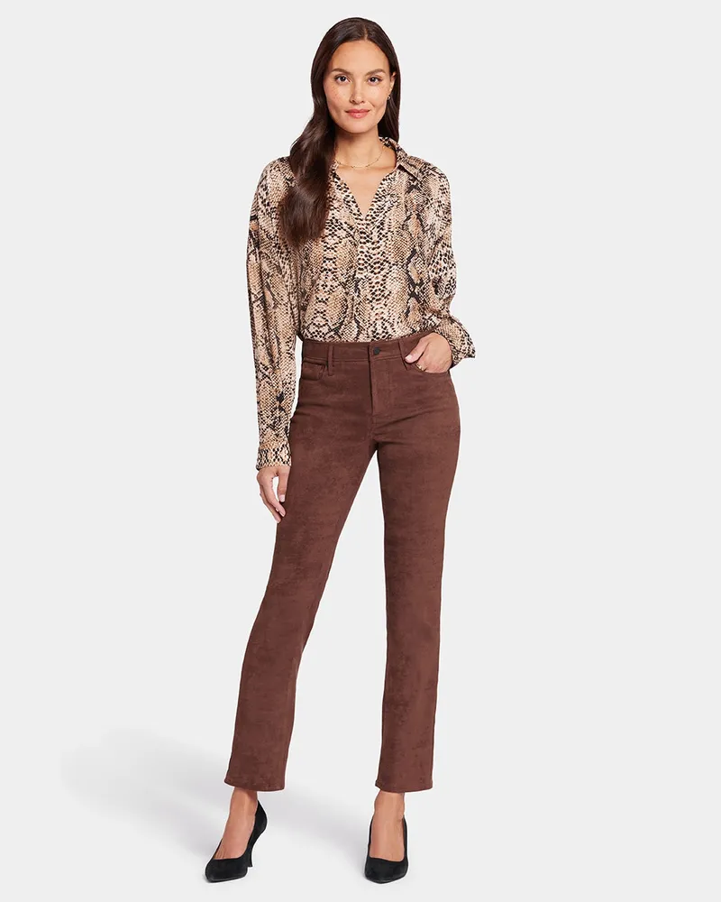 NYDJ not your daughter's Jeans  Sheri Slim Hose Braunes Kunstwildleder | Dunkle Schokolade Braun