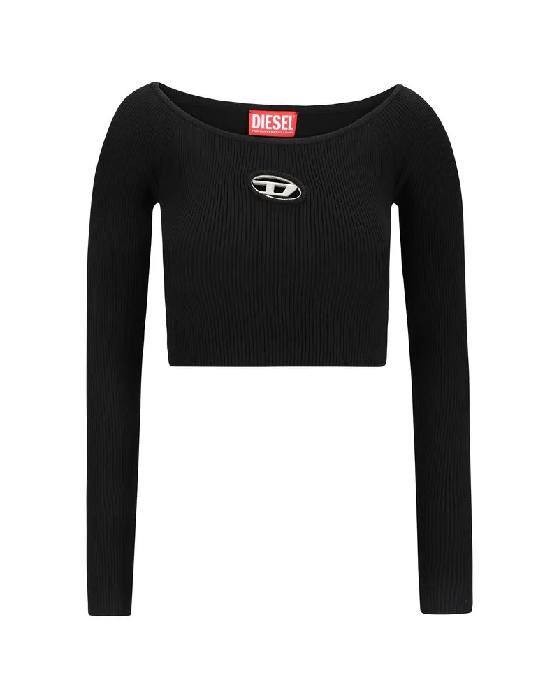 Diesel Rippstrick-Crop-Top Schwarz